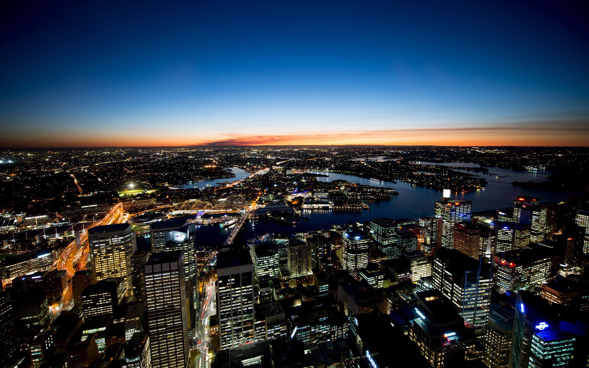 sydney sydney zachód słońca miasto australia niebo horyzont