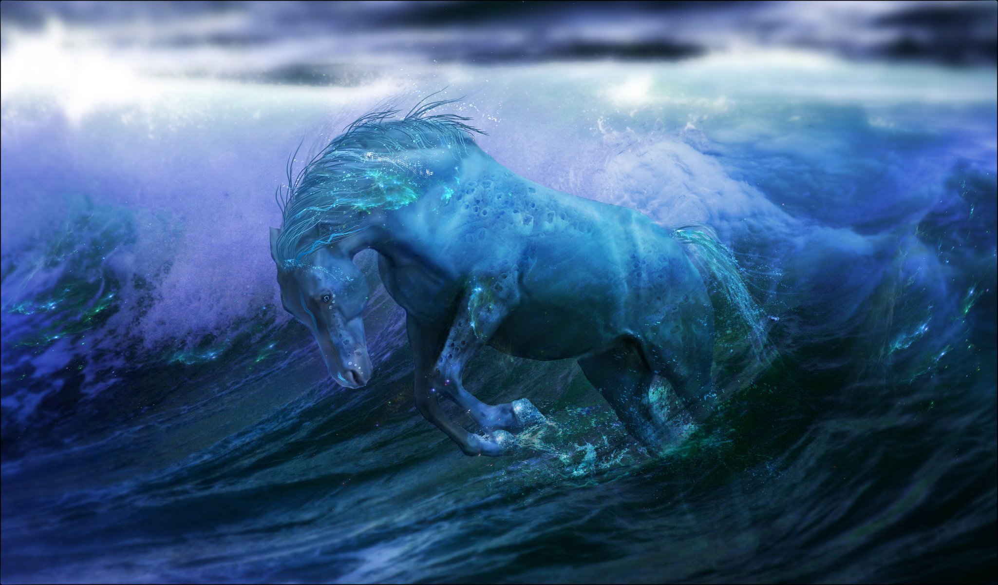 cheval eau fantasy vagues océan océan science-fiction cheval eau