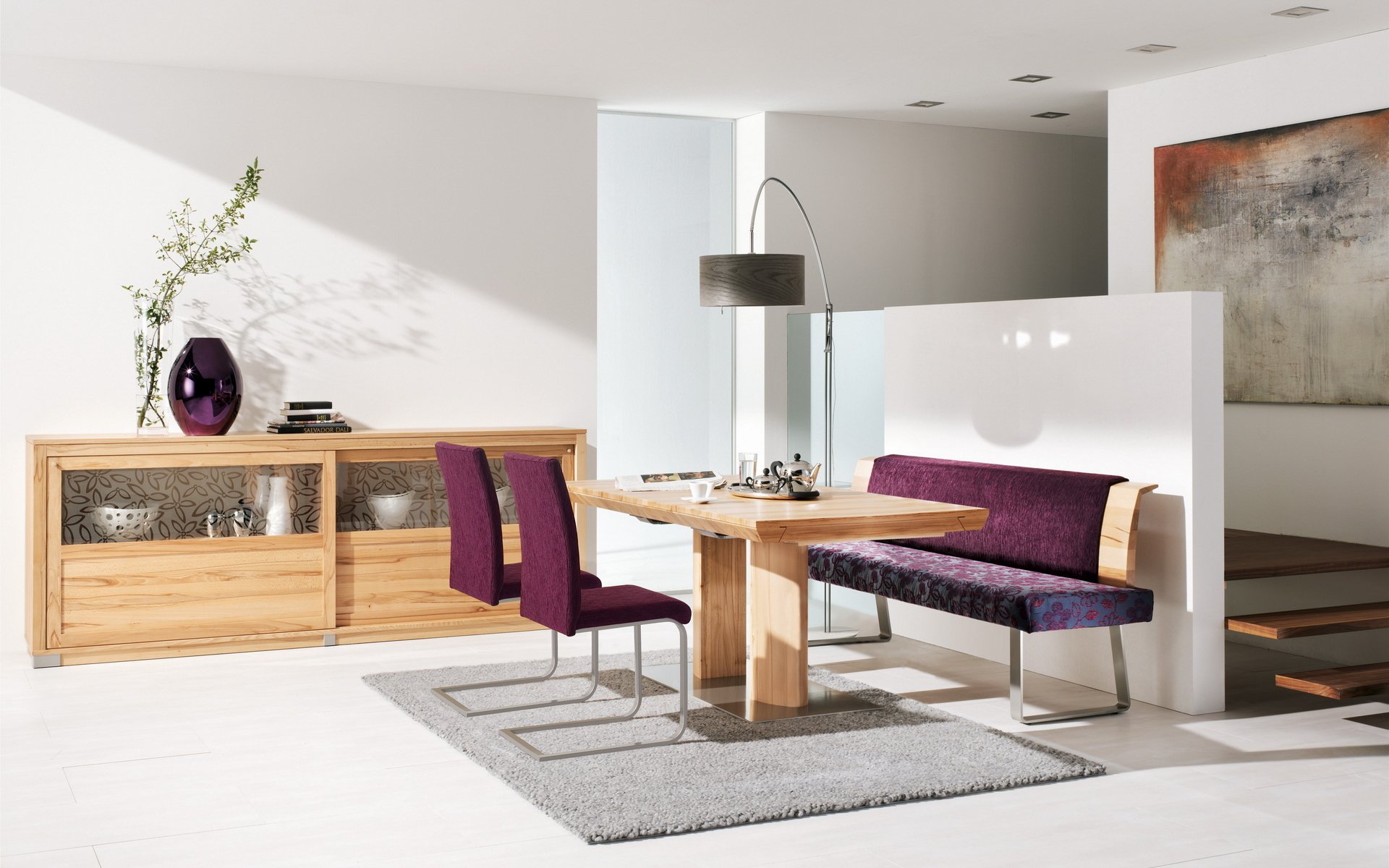 innenraum zimmer quartier design stil stühle sessel lila