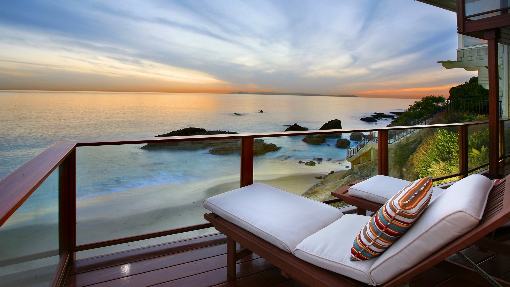 tempo libero mare veranda balcone cuscini costa vista bellezza