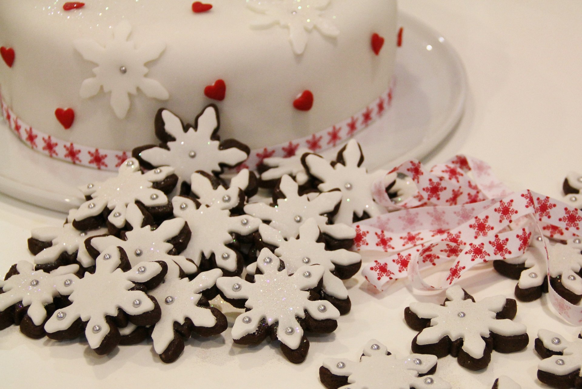 repas friandises blanc biscuits noël flocons de neige