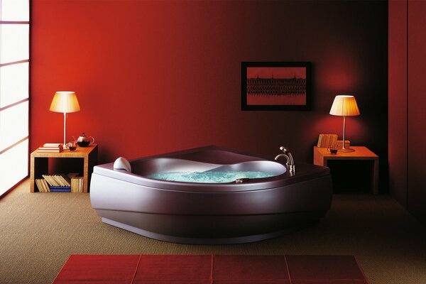 Romantic setting with a Jacuzzi bath