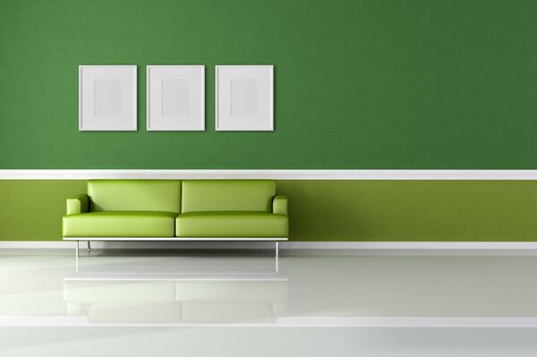 Sofa auf weiß-grünem Hintergrund