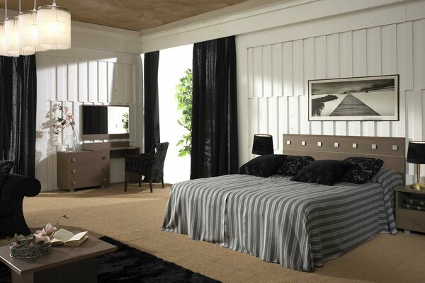 Spacious bedroom in a minimalist style