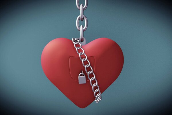 Coeur rouge sur la chaîne avec serrure