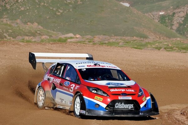 High-speed Ford car on rallycross