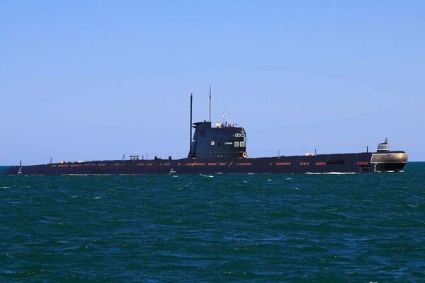 Submarine, a submarine on the surface of the ocean