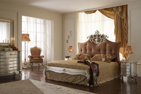 A chic bedroom in brown tones