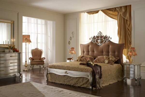 Elegancka sypialnia w odcieniach brązu