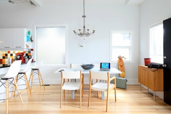 Functional dining room with a work desk