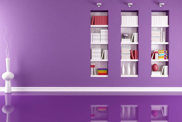 Modern room design purple color