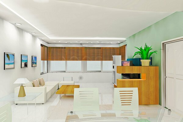 Spacious bright room. Apartment interior