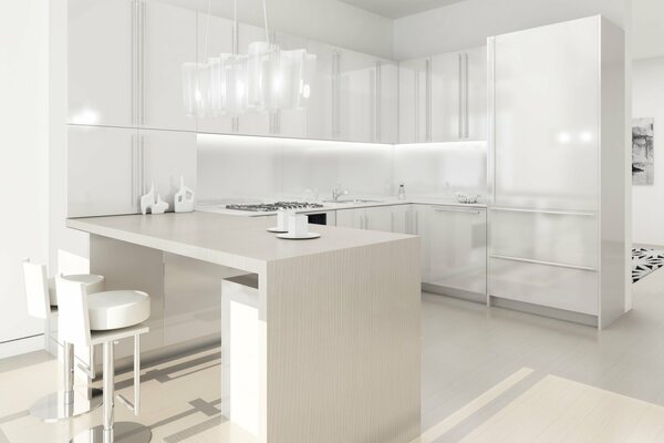 Kitchen interior in white tones