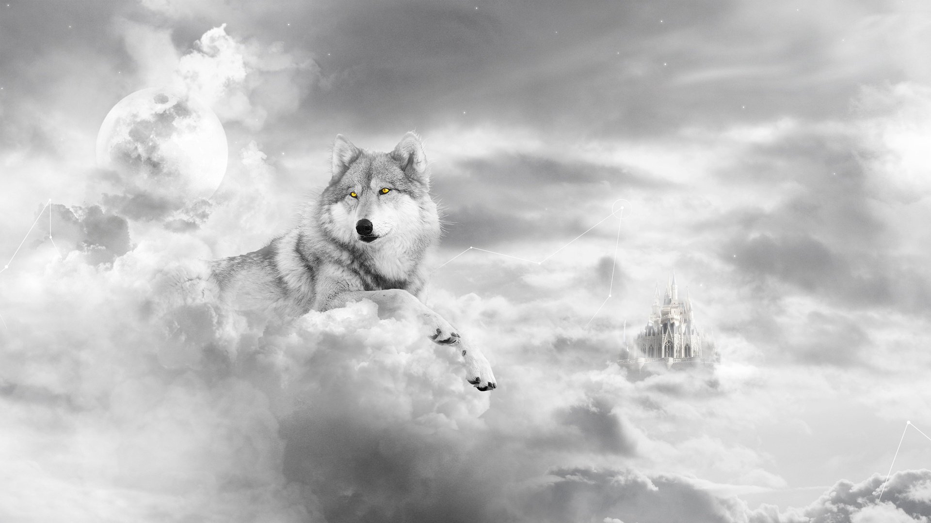 wolf art castle white