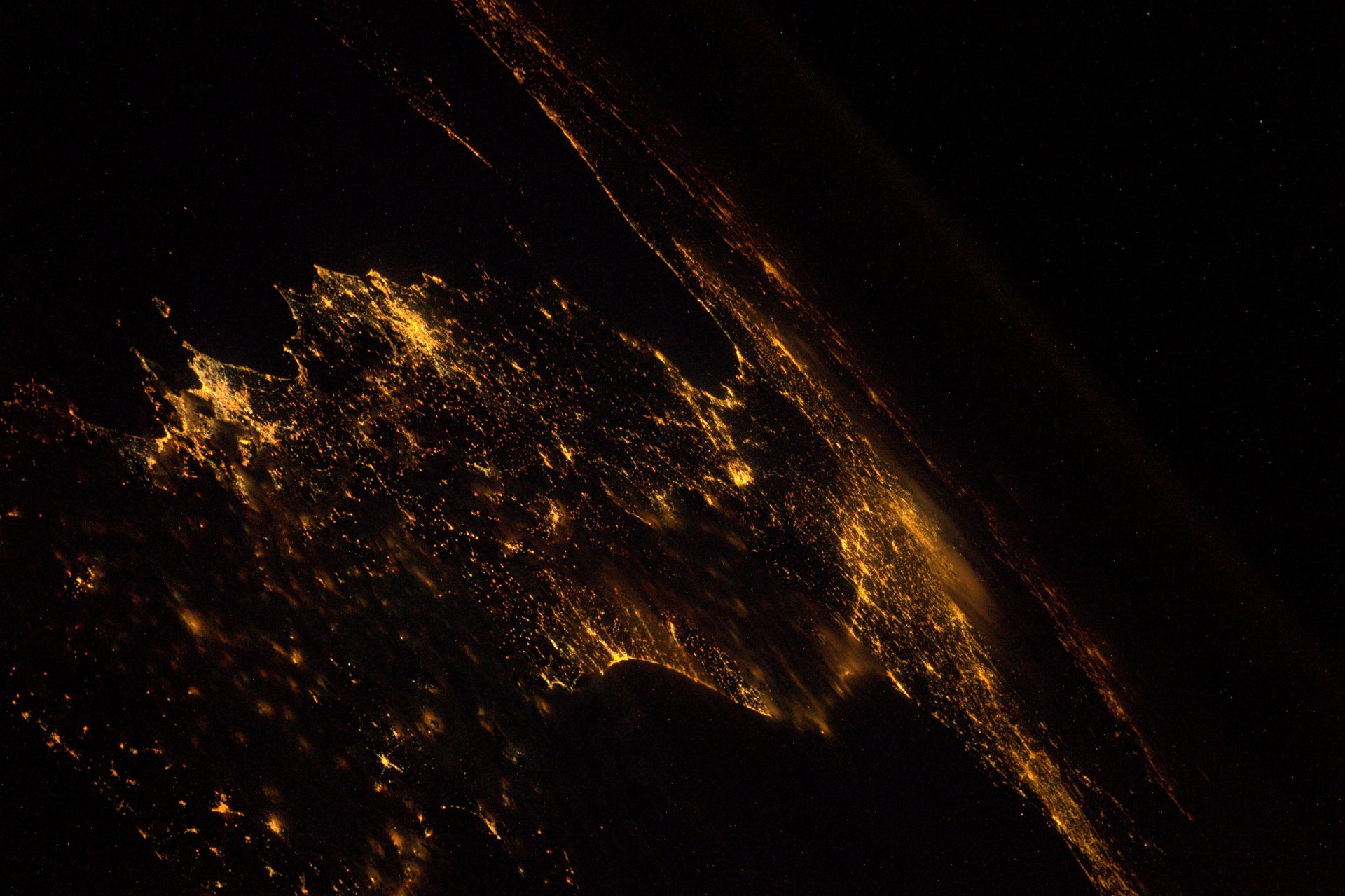 tierra noche ciudades espacio