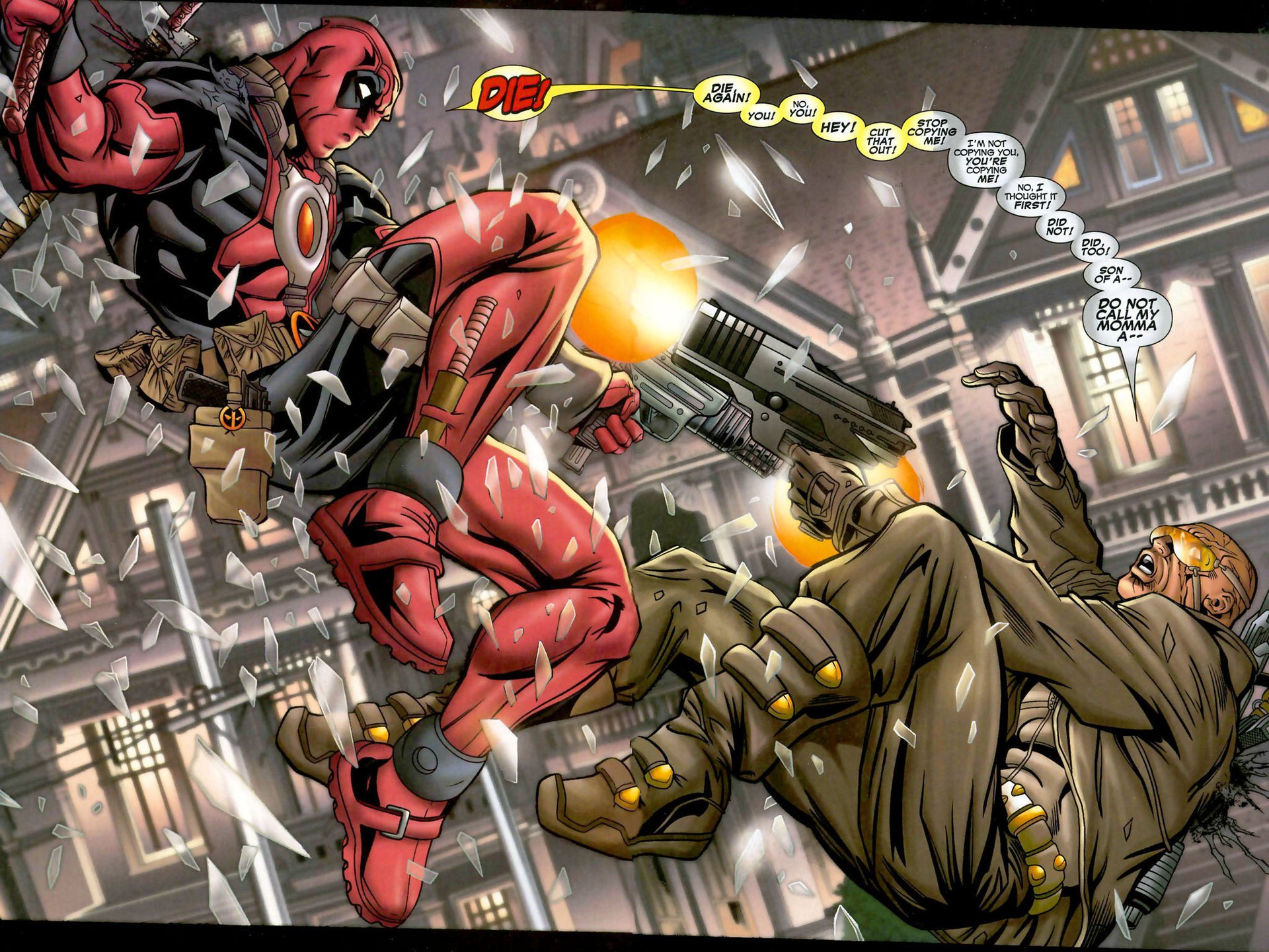 comics disparos héroes armas gun ninja marvel deadpool sangre