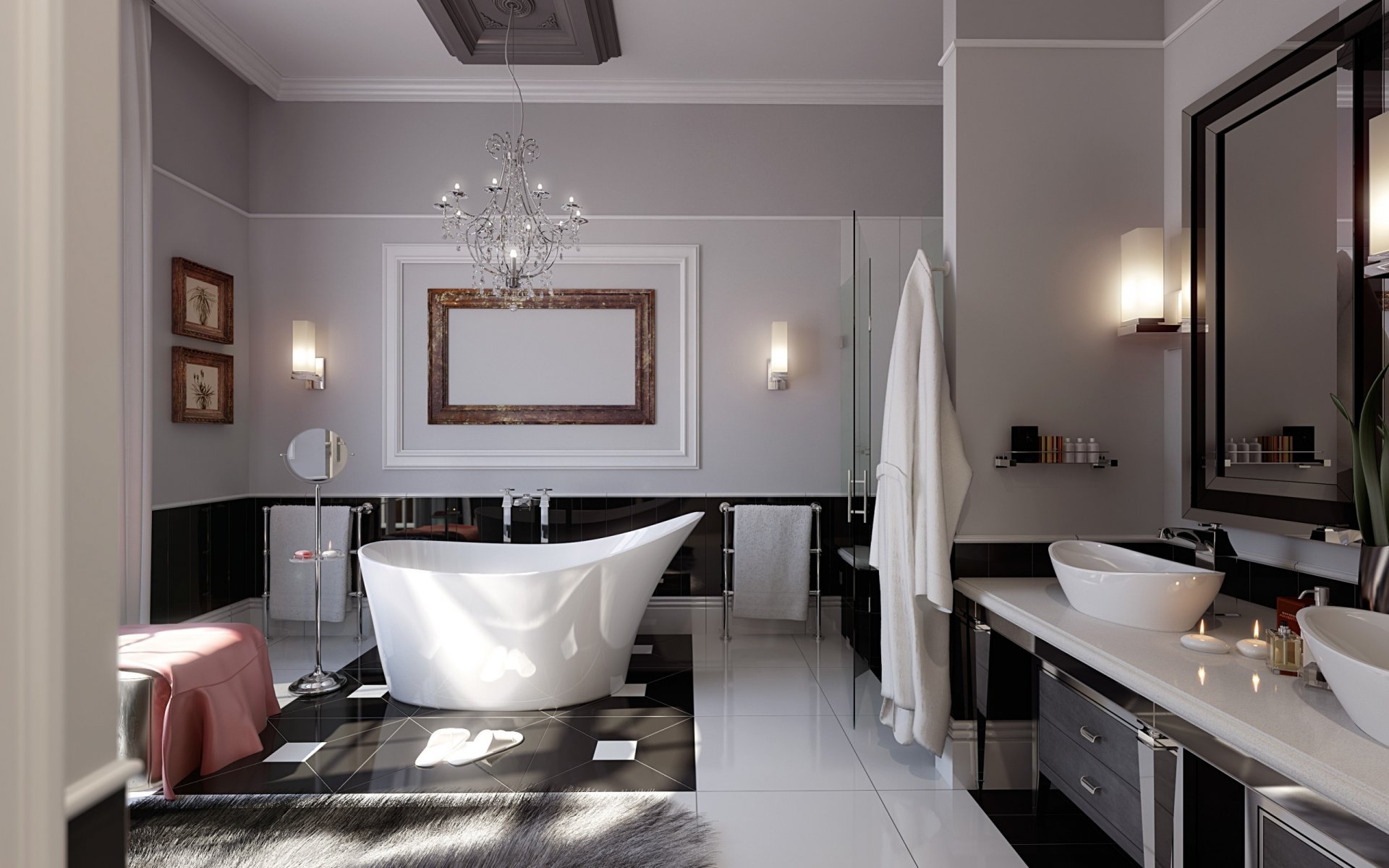 modern badewanne kerzen kronleuchter