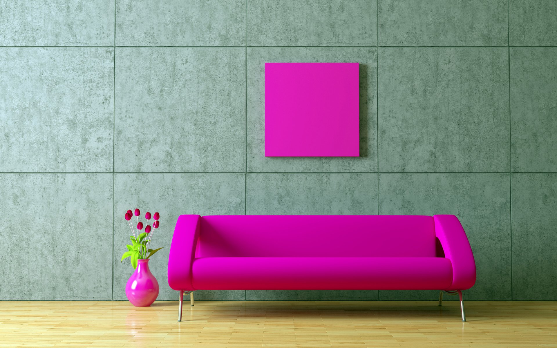 stil design kreativ kunst blumen wand wände rosa sofas sitzend sitzend