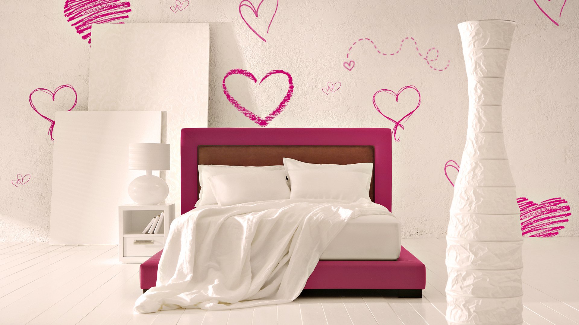 interno letto cuori