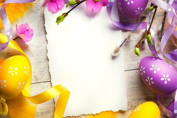 Orange and purple eggs for Easter