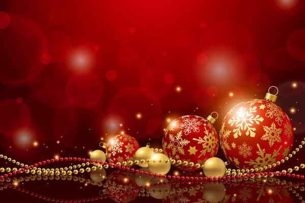 Świąteczne czerwone kulki na Nowy Rok