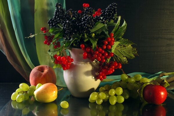 Beautiful still life of fruits and berries