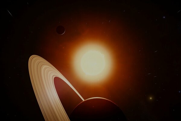 The sun is next to the planets of the solar system