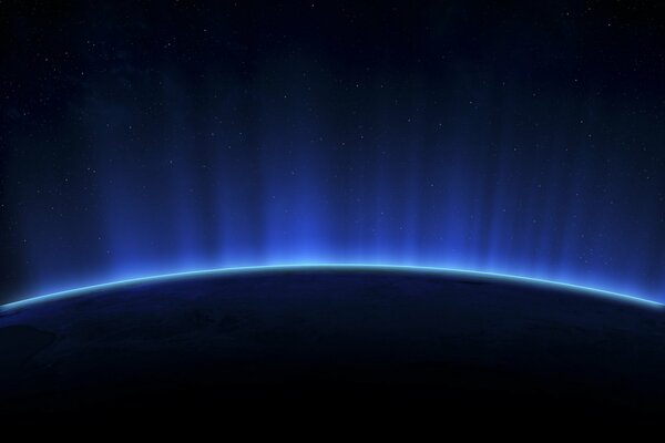 Foto de la energía de la luz azul del planeta