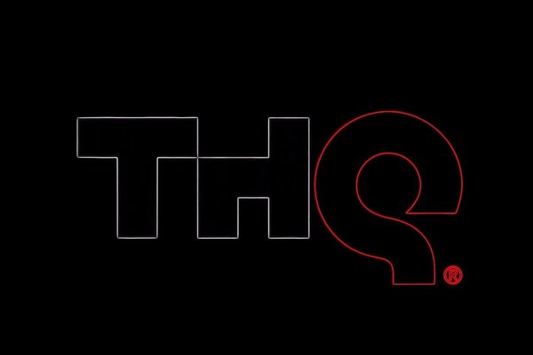 White thq lettering on a black background