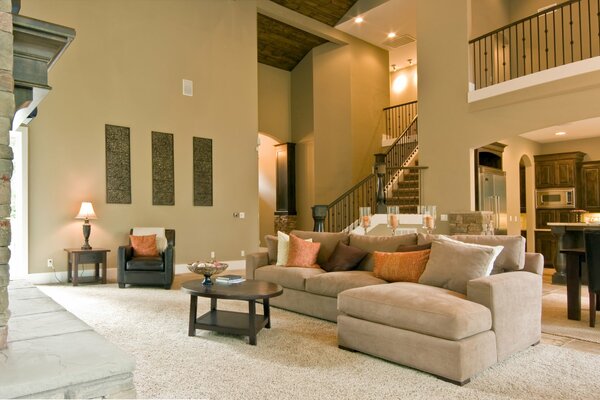 Cozy interior of a rich living room