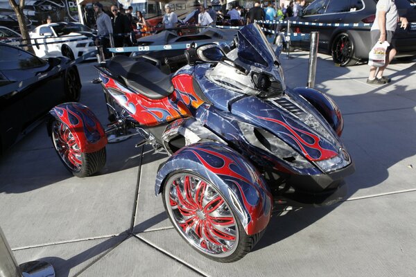 Blue-red tuned ATV presented at the exhibition