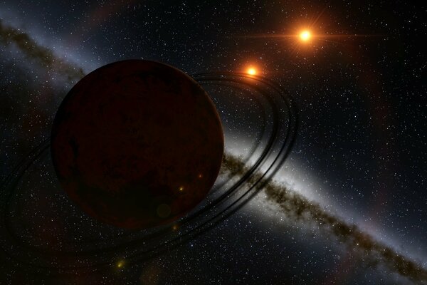 Ein Planet mit einem Asteroidengürtel und zwei Koryphäen