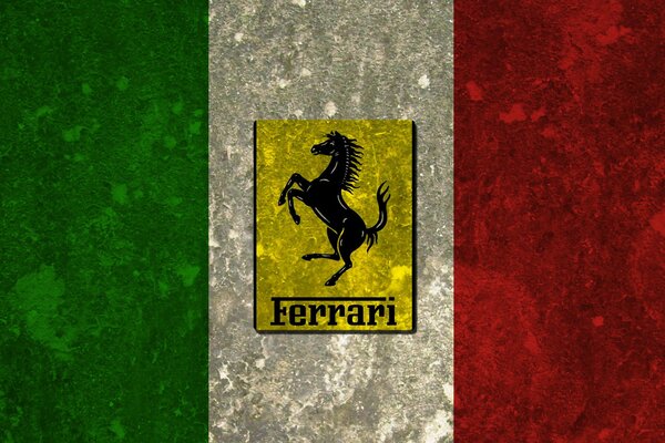 Drapeau Italien avec emblème Ferrari