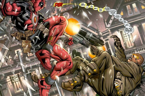 Fight heroes with weapons in comics
