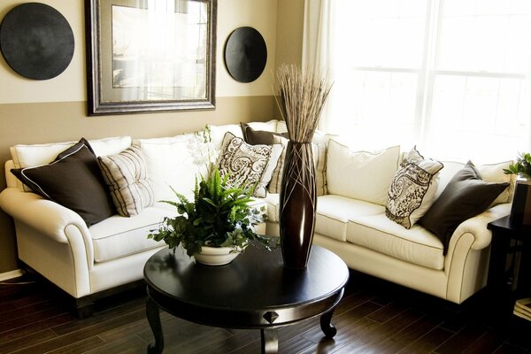 Living room in black and white