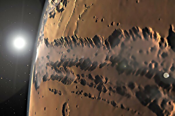 Surface de la vallée de Mariner sur la planète mars