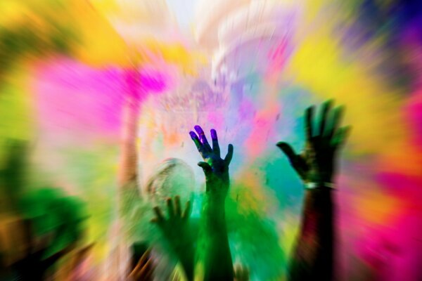 The festival of colors. Spray paint in the air