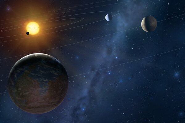 Image de la planète étoiles et le soleil