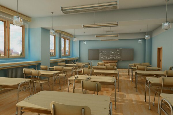 Do you remember your school years? What color were the desks, chairs, and blackboard