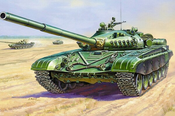 Image of a green painted tank
