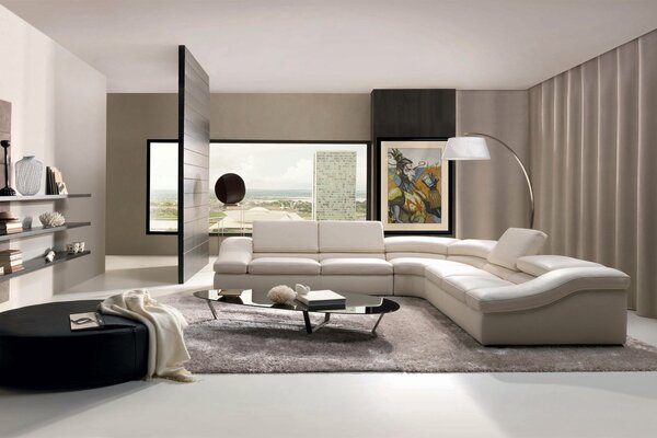 Nouveau salon avec intérieur moderne