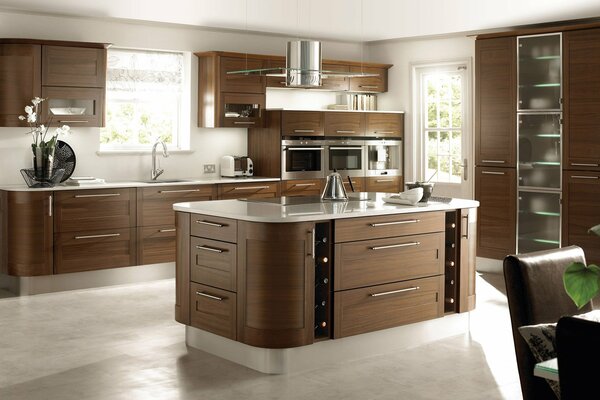 Kitchen interior in brown tones
