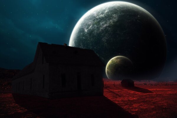 Una casa abandonada en un planeta sin vida