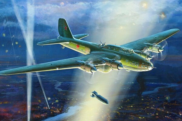 A Soviet bomber on a night mission