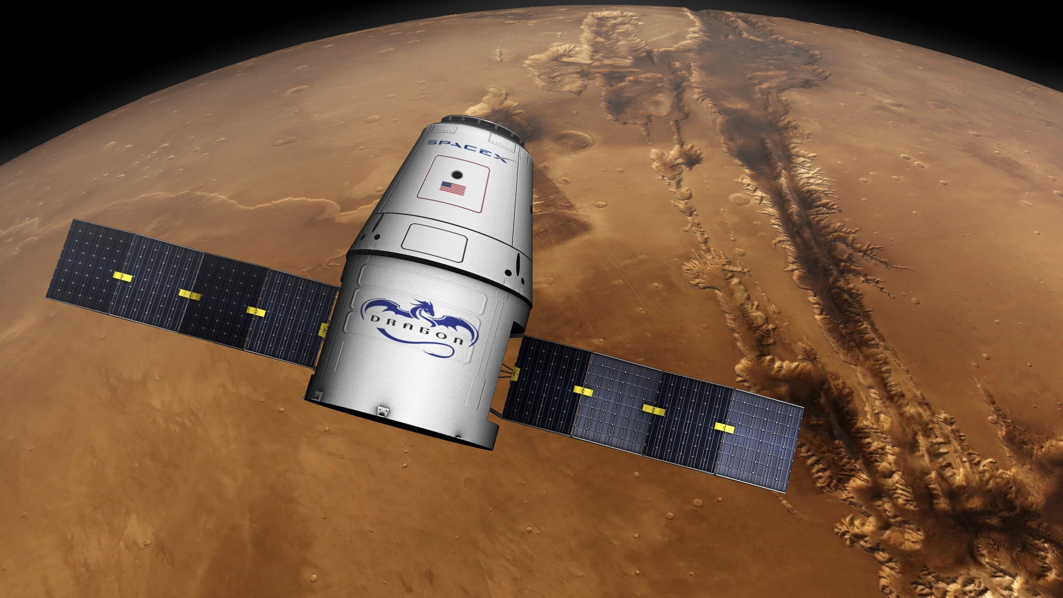 dragon spacex prywatny transport statek kosmiczny mars powierzchnia