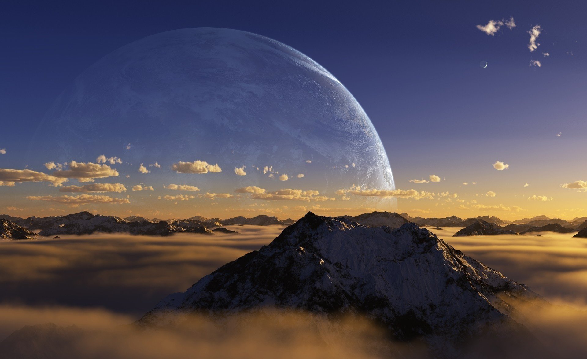 clouds darink mountain planet peak