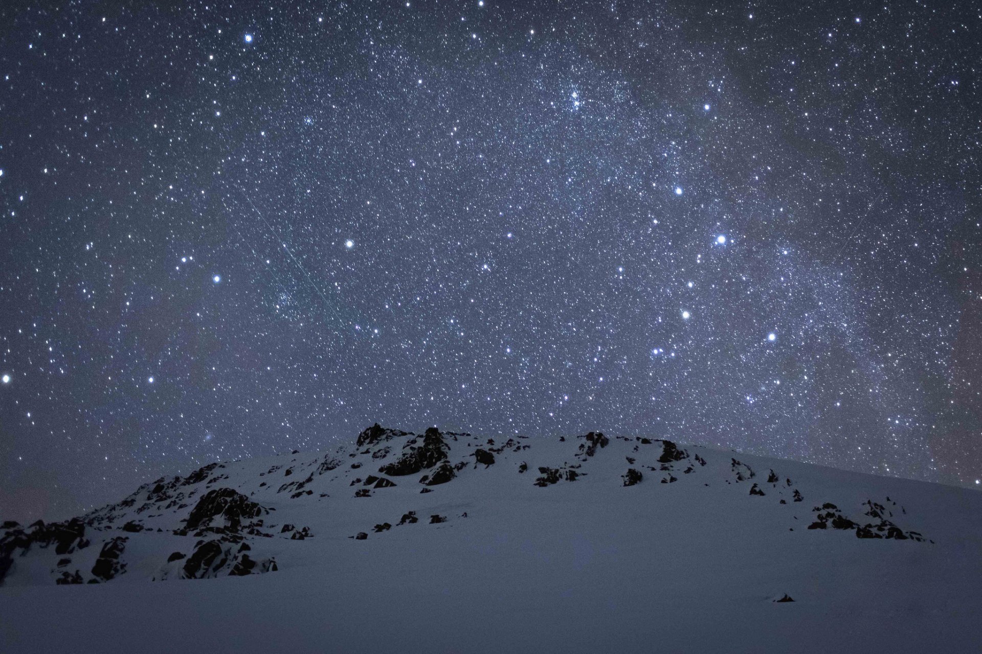 vía láctea espacio montañas nieve invierno estrellas secretos