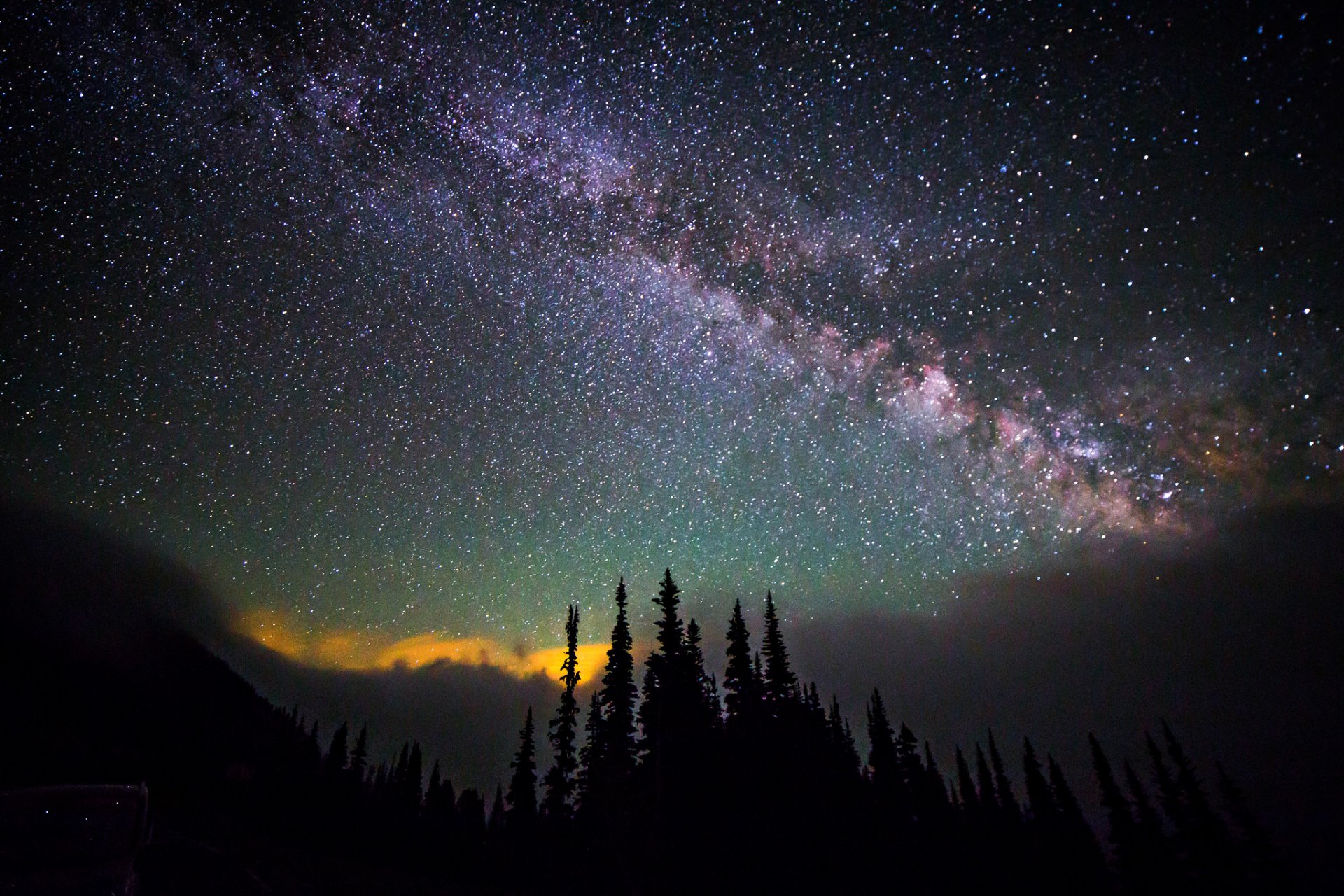 espace étoiles nuit espace voie lactée ciel arbres