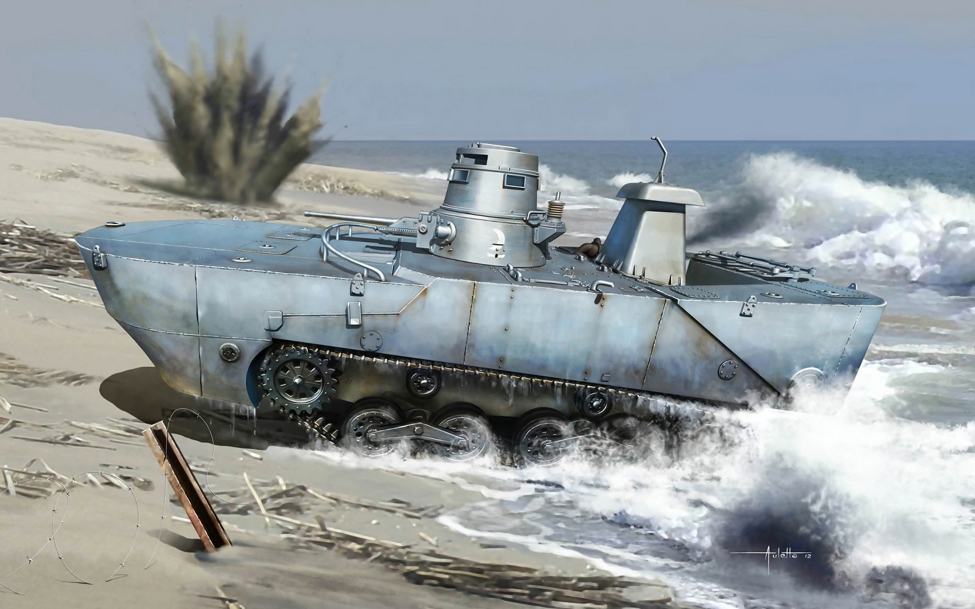 type 2 amphibian ka-mi floating art japanese tank