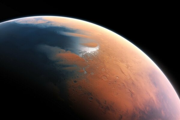 The red planet Mars in space
